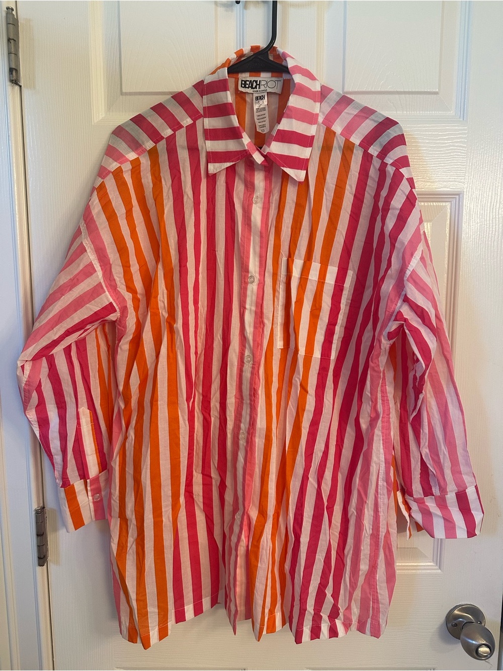 Beach Riot Pink & Orange Striped Button-Down Shirt